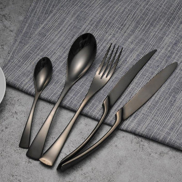 Black Stainless Steel Cutlery Set - Korean Style - Casatrail.com